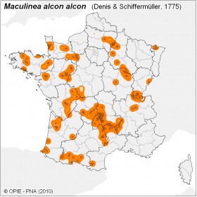 Plan National Actions Maculinea | carte de repartition de alcon alcon